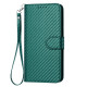 For Samsung Galaxy S24+ 5G YX0070 Carbon Fiber Buckle Leather Phone Case with Lanyard(Dark Green)