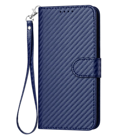 For Samsung Galaxy S23+ 5G YX0070 Carbon Fiber Buckle Leather Phone Case with Lanyard(Royal Blue)