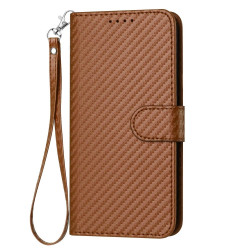 For Samsung Galaxy S23+ 5G YX0070 Carbon Fiber Buckle Leather Phone Case with Lanyard(Coffee)