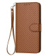 For Samsung Galaxy S23+ 5G YX0070 Carbon Fiber Buckle Leather Phone Case with Lanyard(Coffee)