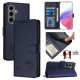 For Samsung Galaxy S24+ 5G Cat Rat Embossed Pattern RFID Leather Phone Case with Lanyard(Blue)