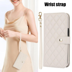 For Samsung Galaxy S24+ 5G Crossbody Multifunction Rhombic Leather Phone Case(White)