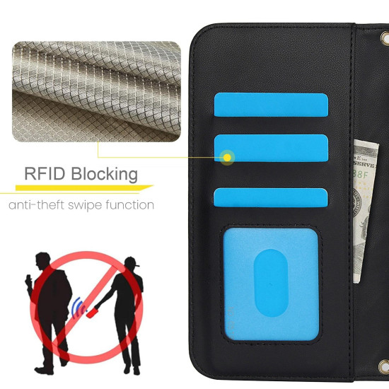 For Samsung Galaxy S24+ 5G Crossbody Multifunction Rhombic Leather Phone Case(Black)