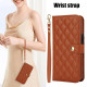For Samsung Galaxy S24+ 5G Crossbody Multifunction Rhombic Leather Phone Case(Brown)