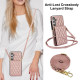 For Samsung Galaxy S24+ 5G YM015 Crossbody Rhombic Card Bag RFID Phone Case(Rose Gold)