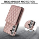 For Samsung Galaxy S24+ 5G YM015 Crossbody Rhombic Card Bag RFID Phone Case(Rose Gold)