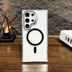 For Samsung Galaxy S24+ 5G J2 High Transparent MagSafe Magnetic Frame Holder Phone Case(Black)