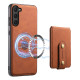 For Samsung Galaxy S23 5G Denior D14 NK Retro Pattern MagSafe Magnetic Card Holder Leather Phone Case(Brown)