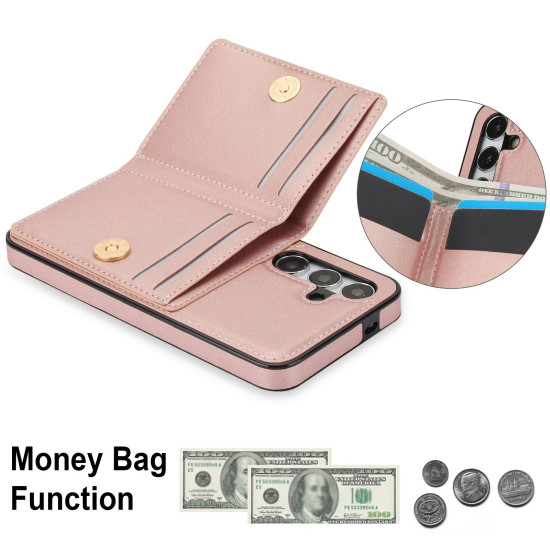 For Samsung Galaxy S24+ 5G RFID Anti-theft Card Ring Holder Phone Case(Rose Gold)