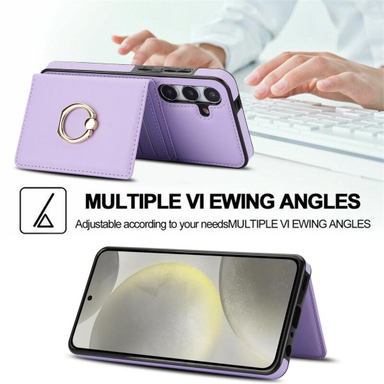 For Samsung Galaxy S24+ 5G RFID Anti-theft Card Ring Holder Phone Case(Purple)