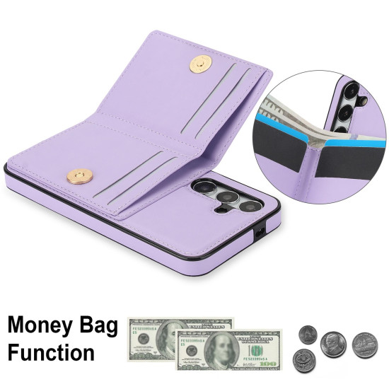 For Samsung Galaxy S24+ 5G RFID Anti-theft Card Ring Holder Phone Case(Purple)
