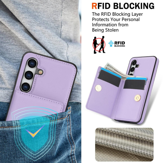 For Samsung Galaxy S24+ 5G RFID Anti-theft Card Ring Holder Phone Case(Purple)