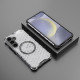 For Samsung Galaxy S24+ 5G Honeycomb Magnetic Ring Shockproof Phone Case(White)