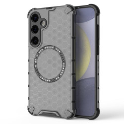 For Samsung Galaxy S24+ 5G Honeycomb Magnetic Ring Shockproof Phone Case(Black)