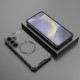 For Samsung Galaxy S24+ 5G Honeycomb Magnetic Ring Shockproof Phone Case(Black)