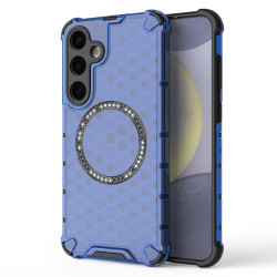 For Samsung Galaxy S24+ 5G Honeycomb Magnetic Ring Shockproof Phone Case(Blue)