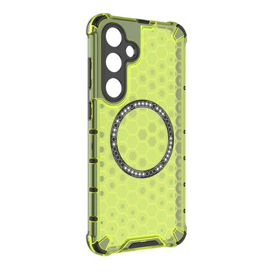 For Samsung Galaxy S24+ 5G Honeycomb Magnetic Ring Shockproof Phone Case(Green)