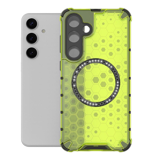 For Samsung Galaxy S24+ 5G Honeycomb Magnetic Ring Shockproof Phone Case(Green)
