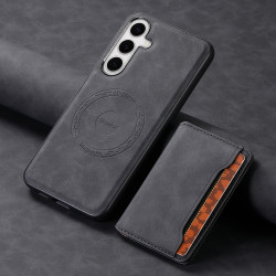 For Samsung Galaxy S24+ 5G Denior D13 Retro Texture Leather MagSafe Card Bag Phone Case(Black)
