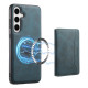 For Samsung Galaxy S24+ 5G Denior D13 Retro Texture Leather MagSafe Card Bag Phone Case(Blue)