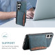 For Samsung Galaxy S24+ 5G Denior D13 Retro Texture Leather MagSafe Card Bag Phone Case(Blue)
