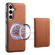 For Samsung Galaxy S24+ 5G Denior D13 Retro Texture Leather MagSafe Card Bag Phone Case(Brown)