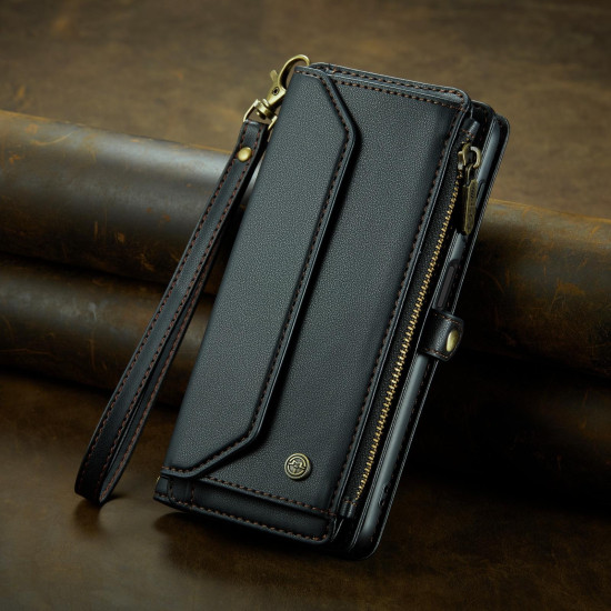 For Samsung Galaxy S24+ 5G CaseMe C36 Card Slots Zipper Wallet RFID Anti-theft Leather Phone Case(Black)