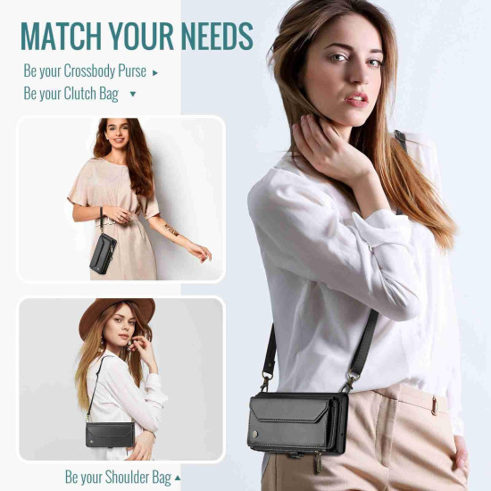 For Samsung Galaxy S24+ 5G CaseMe C36 Card Slots Zipper Wallet RFID Anti-theft Leather Phone Case(Black)