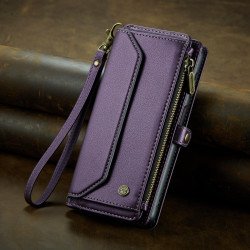 For Samsung Galaxy S24+ 5G CaseMe C36 Card Slots Zipper Wallet RFID Anti-theft Leather Phone Case(Purple)