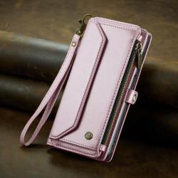 For Samsung Galaxy S24+ 5G CaseMe C36 Card Slots Zipper Wallet RFID Anti-theft Leather Phone Case(Pink)