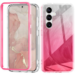 For Samsung Galaxy S24+ 5G IMD Gradient Feather PC + TPU Phone Case(Rose Red)