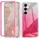 For Samsung Galaxy S24+ 5G IMD Gradient Feather PC + TPU Phone Case(Rose Red)