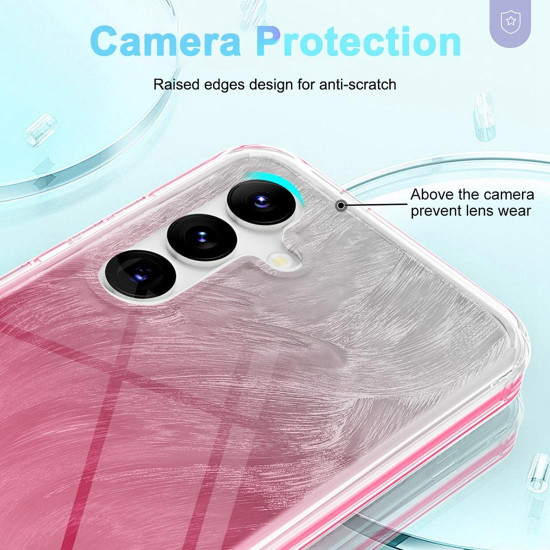 For Samsung Galaxy S24+ 5G IMD Gradient Feather PC + TPU Phone Case(Rose Red)