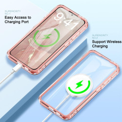 For Samsung Galaxy S24+ 5G IMD Gradient Feather PC + TPU Phone Case(Light Pink)