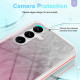 For Samsung Galaxy S24+ 5G IMD Gradient Feather PC + TPU Phone Case(Light Pink)