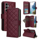 For Samsung Galaxy S24+ 5G Crossbody Rhombic Zipper Tower Buckle Leather Phone Case with Lanyard(Wine Red)