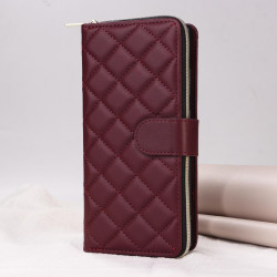 For Samsung Galaxy S24+ 5G Crossbody Rhombic Zipper Tower Buckle Leather Phone Case with Lanyard(Wine Red)