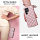 For Samsung Galaxy S24+ 5G Crossbody Rhombic Zipper Tower Buckle Leather Phone Case with Lanyard(Rose Gold)
