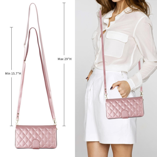 For Samsung Galaxy S24+ 5G Crossbody Rhombic Zipper Tower Buckle Leather Phone Case with Lanyard(Rose Gold)