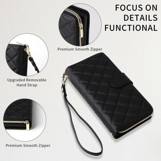 For Samsung Galaxy S24+ 5G Crossbody Rhombic Zipper Tower Buckle Leather Phone Case with Lanyard(Black)