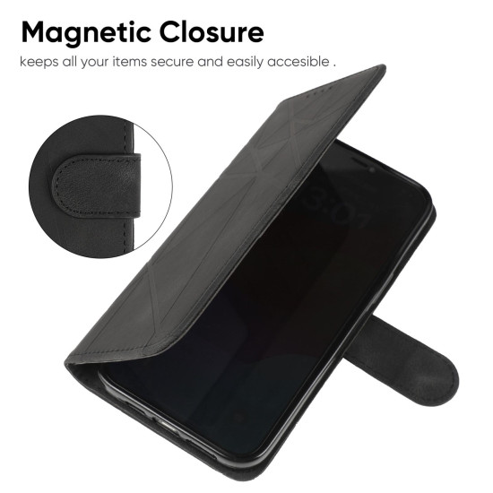 For Samsung Galaxy S24+ / S25+ 5G Skin Feel Geometric Lines Leather Phone Case(Black)