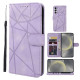For Samsung Galaxy S24+ / S25+ 5G Skin Feel Geometric Lines Leather Phone Case(Purple)