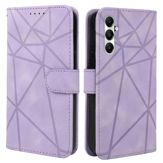 For Samsung Galaxy S24+ / S25+ 5G Skin Feel Geometric Lines Leather Phone Case(Purple)