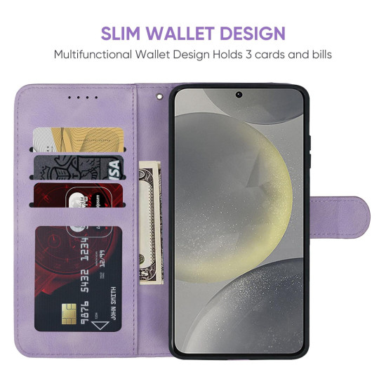 For Samsung Galaxy S24+ / S25+ 5G Skin Feel Geometric Lines Leather Phone Case(Purple)
