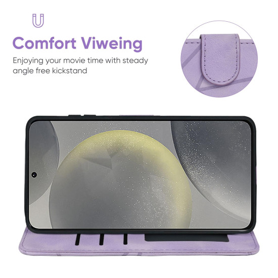 For Samsung Galaxy S24+ / S25+ 5G Skin Feel Geometric Lines Leather Phone Case(Purple)