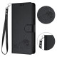 For Samsung Galax S23+ 5G Cat Rat Embossed Pattern RFID PU Phone Case with Wrist Strap(Black)