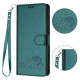 For Samsung Galax S23+ 5G Cat Rat Embossed Pattern RFID PU Phone Case with Wrist Strap(Peacock Green)