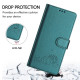 For Samsung Galax S23+ 5G Cat Rat Embossed Pattern RFID PU Phone Case with Wrist Strap(Peacock Green)