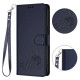 For Samsung Galax S23+ 5G Cat Rat Embossed Pattern RFID PU Phone Case with Wrist Strap(Blue)