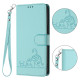 For Samsung Galax S24+ 5G Cat Rat Embossed Pattern RFID PU Phone Case with Wrist Strap(Mint Green)